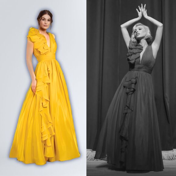 Mac Duggal 48856 Size 2 Mango Marigold Yellow Ballgown Long Gown Maxi Dress - Picture 1 of 5